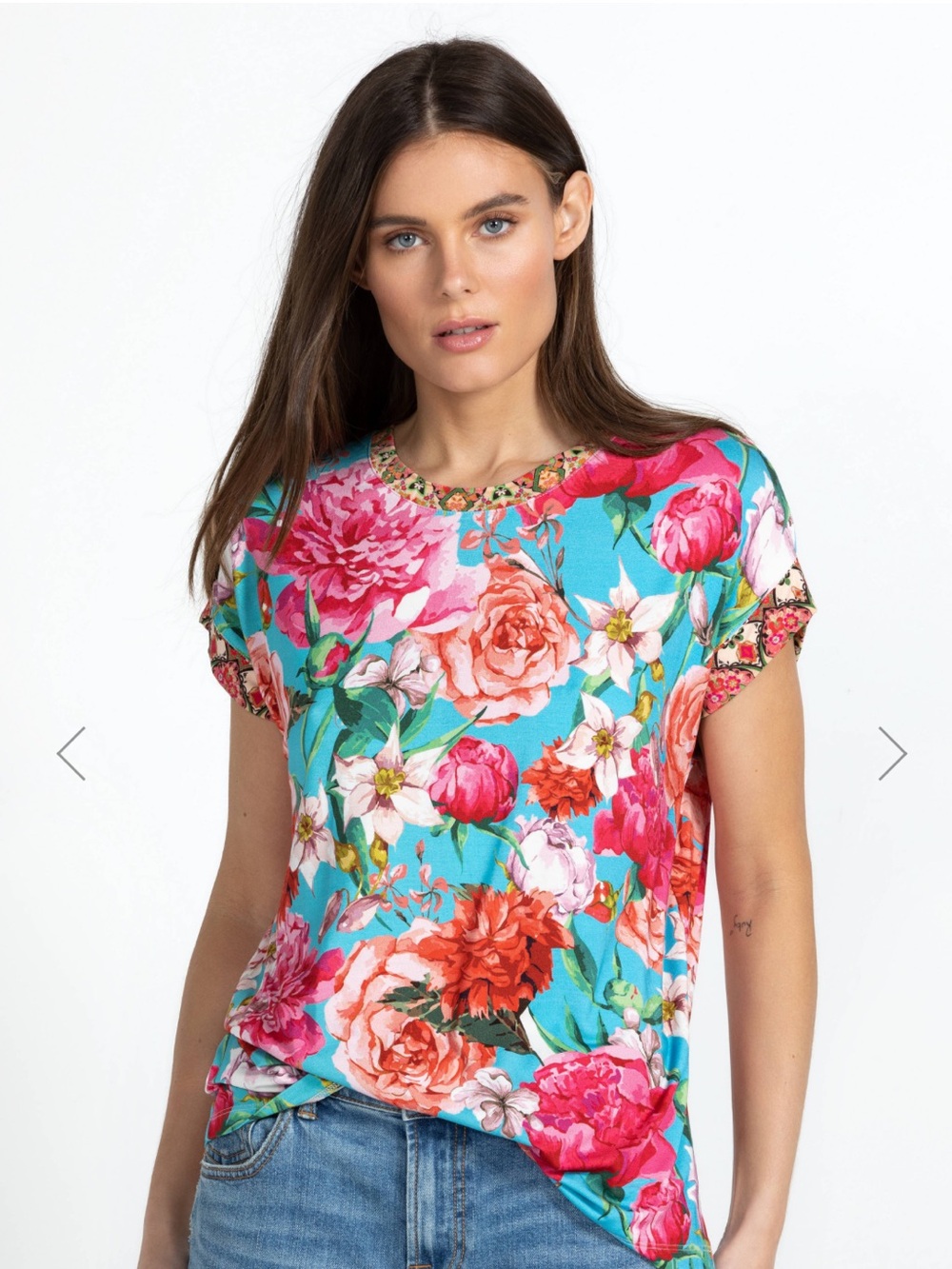 Johnny Was Pink Rose Relaxed Tee
